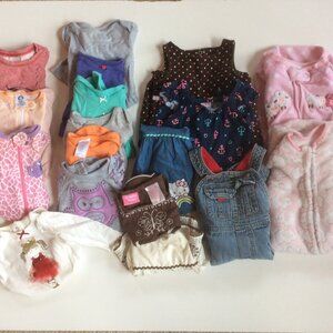 18 Piece Bundle Baby Girl-Sleep Sacks, OshKosh, Carters Sizes Newborn-18 months